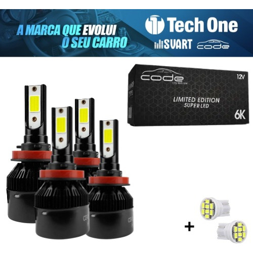 Kit 4 Lâmpada Ultra Led Super Farol Alto Baixo + Milha 6000k