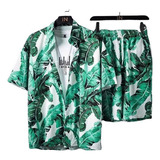 Conjunto Camisa Y Pantalones Cortos Playa Hawaianos Hombre C