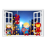 Vinilos Ventana 3d Superheroes Bebes - Cali - 1m X 60cm