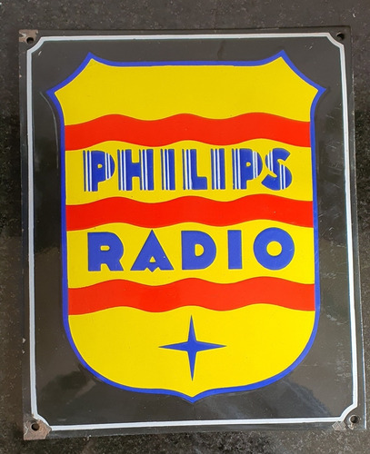 Antiguo Cartel Enlozado Original De 1940 Philips Radio