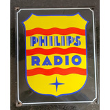 Antiguo Cartel Enlozado Original De 1940 Philips Radio