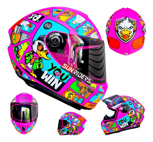 Casco Moto Mujer Axxis Goose Game Star Ece Y Dot Rosa A7 