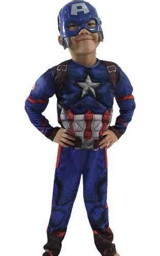 Halloween Capitán América Cos Niños Traje Muscular Superhéroe