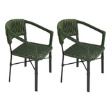 2 Cadeiras Poltronas Alumínio Tricô Náutico Piscina Jardim 
