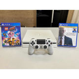 Ps4 Slim 500gb Branco Seminovo + 2 Jogos Físicos Garantia Nf