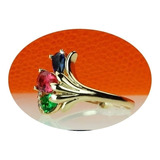 Anillos Compromiso Oro 18k Regalo Mujer Mama Flor Moderna.