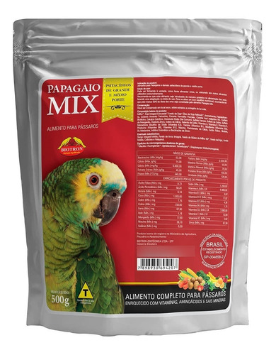 Ração Papagaio Mix Extrusada Colorida Maritaca 500g Biotron