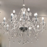 Lustre De Cristal Luminária Luxuoso Transparente 12 Braços