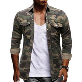 Camisa De Hombre Camuflaje Manga Larga