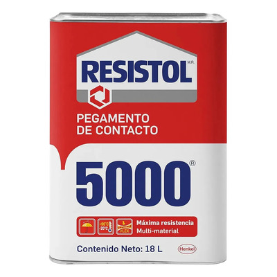 Resistol 5000, Pegamento Para Armado, Bricolaje, Laminado, Enchapado Y Ensamble, Adhesivo De Fuerte Agarre Para Madera, Fieltro, Cuero, Metal Y Otros Materiales, 1x18lt