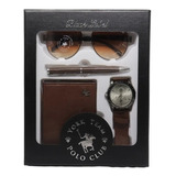 Set Cartera Reloj Pluma Lentes Caballero Polo Club Original