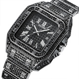 Reloj De Cuarzo Dorado Con Diamantes De Lujo Para Hombre Color Del Fondo Negro