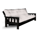 Futon Cama 3 Cuerpos De Guatambú Lustrado, Colchón Ecocuero