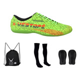 Chuteira Futsal Futebol Vestope Faster Adulto Juvenil Kit A9