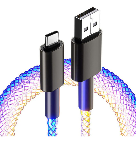 Cable Usb A A Tipo C Carga Universal 1m Con Luces Rgb