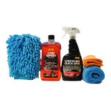 K78 Kit De Lavado Auto Moto Shampoo Y Cera Rapida Carnauba