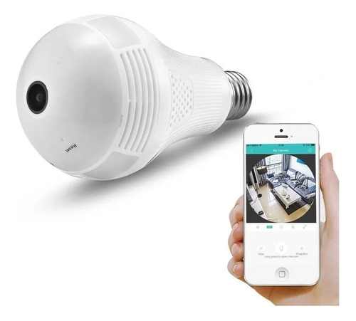 Lampara Wifi Led Ip Camara Hd 360° Ojo Pez Espia Graba 128gb