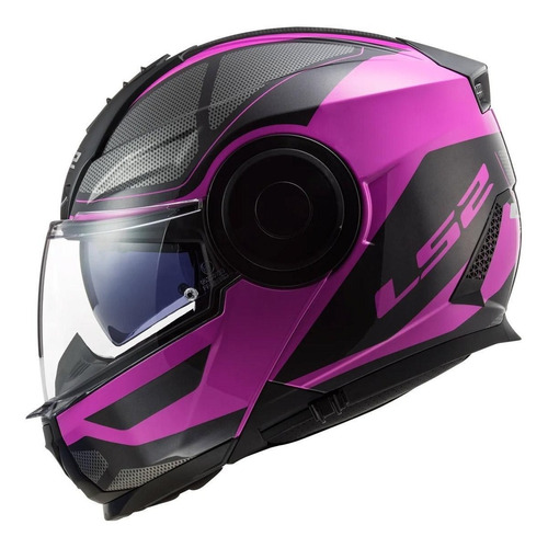 Casco Abatible Ls2 Scope Axis Ngo/rosa Ff902