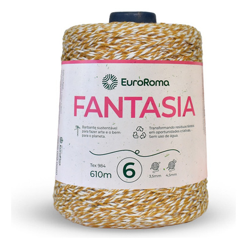 Barbante Color Fantasia 4/6 600 Grs Cores Diversas-euroroma Cor Branco E Mostarda