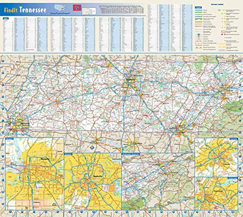 Mapa Mural Del Estado De Tennessee - Laminado De 20,75 X 18,