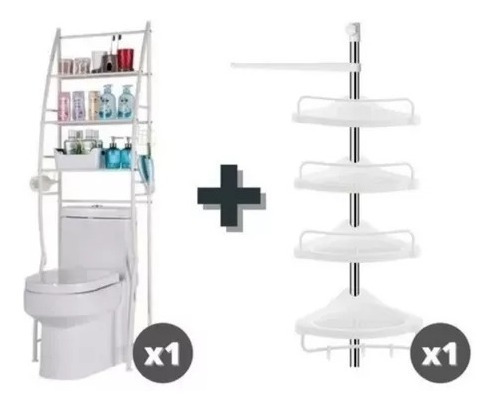 Estante Rack Organizador Baño + Organizador Esquinero Ducha