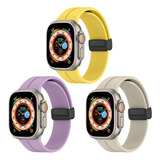 3 Correas Para Apple Watch Ultra Series 9 8 7 Se Silicona