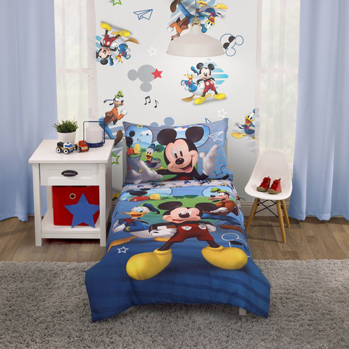 Juego De Cama De 4 Piezas Talla Cuna Disney Mickey Mouse