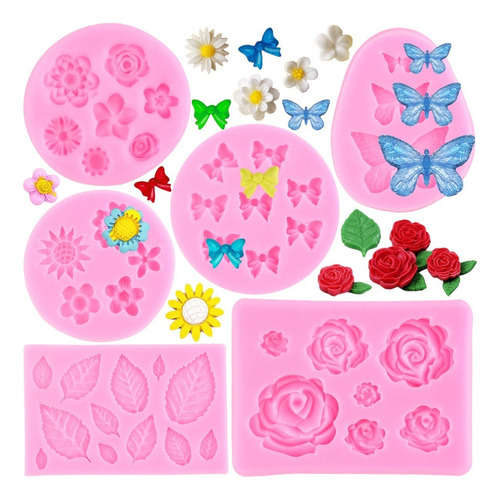 6pcs Molde De Silicona Mariposa Fondant Resina Pasta Flor