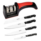 Set 4 Cuchillos Boker Arbolito Gourmet Pom Inox + Afilador!