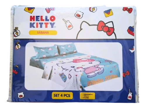 Juego De Sabanas Infantil- 1.5 Plaza Hello Kitty 