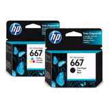 Combo De Cartuchos Tinta Original Hp 667 Tricolor Y Negro