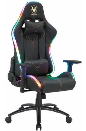 Silla Pc Gamer Sate A-gc 8710 Negra Luces Led Rgb Reclinable Color Negro