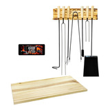 Kit Parrillero Estante De Herramientas Tabla Grande Set ×10