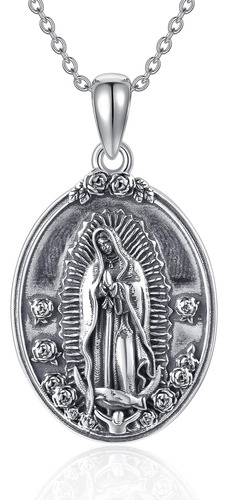 Yafeini Virgen De Guadalupe Collar De Plata De Ley 925 Madre
