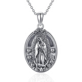 Yafeini Virgen De Guadalupe Collar De Plata De Ley 925 Madre