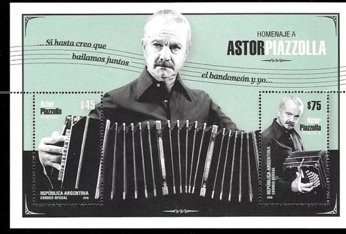 2018 Personajes- Astor Piazzola- Tango- Argentina (bloque) 