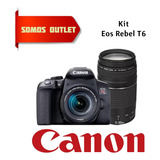 Canon Camara Eos Rebel T6 Con Kit De 2 Lentes Originales