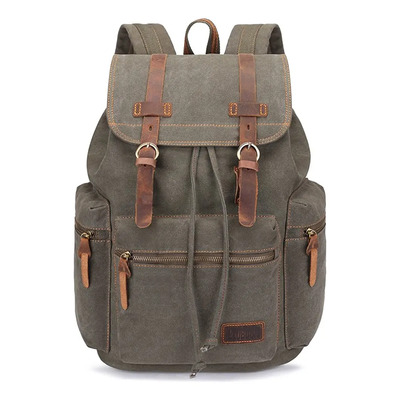 Mochila Vintage Con Ribete De Cuero Informal Para Hombre | Envío gratis