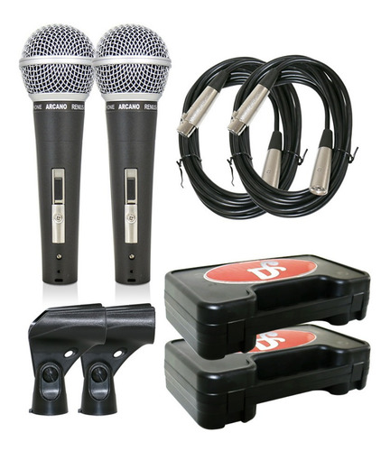 2 Microfones Dinâmicos Renius-8 Com Cabo Xlr-xlr