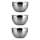 Pack X3 Bowl Acero Inoxidable Menaje Ensaladeras Bowl 26cm