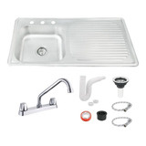 Fregadero Tarja Acero Inox De Empotrar 100x50cm (con Kit)