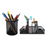 Kit Porta Caneta + Porta Treco Organizador Mesa Escritório