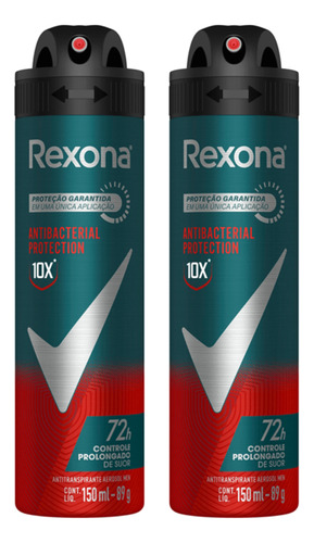 Kit 2 Desodorante Rexona Men Antibacterial 72h 150ml