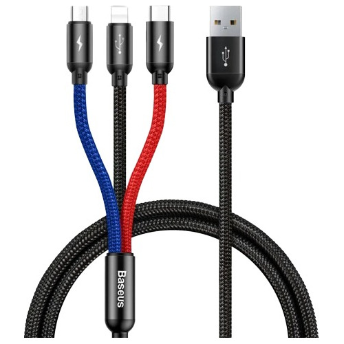 Cable Usb 3 En 1 Baseus Microusb+tipoc+lighting