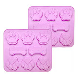 Set X2 Molde Huellas De Silicona Huesos Perrito Chocolate