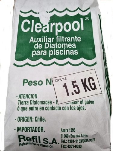 Tierra Diatomea Para Filtros De Pileta X 1.5kg