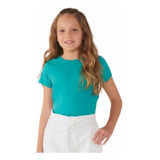 Blusa Hering Kids Básica Infantil Menina Gola Redonda Verde