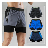 Shorts Gym Hombre Deportivos Corto Con Lycra 2 En 1 Elástico