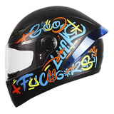 Casco Integral Ich 501 Sp Type Ngro Mate Azul Visor Tr