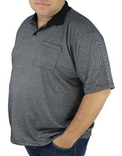 Camiseta Polo Plus Size Masculina Listrada Tamanhos G1 Ao G4